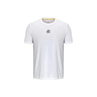 Curry Series Solid Logo Print Crew Neck T-Shirt Men Tops White 1377545-100