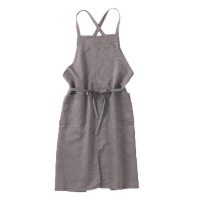 HaTaKaKe Cotton-Linen Herringbone Apron, Black