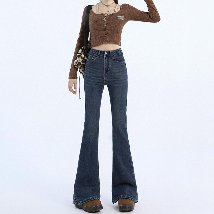 

Женские брюки с завышенной талией, облегающие джинсы с завышенной талией, осенние женские брюки-подковы 2XL