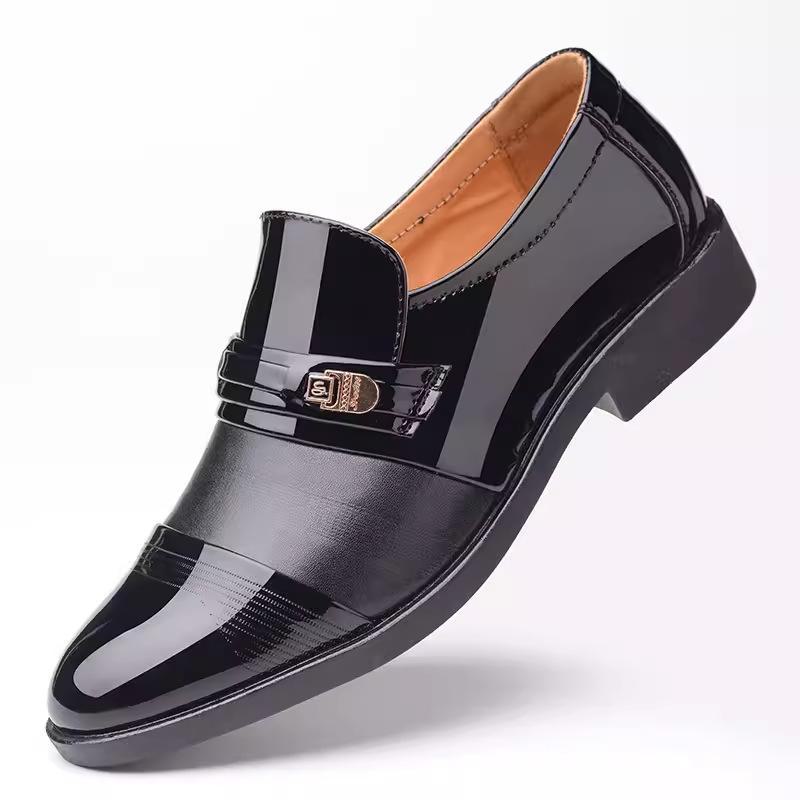 Men's Spring & Autumn Perforated Formal Leather Shoes with Plus Velvet Lining