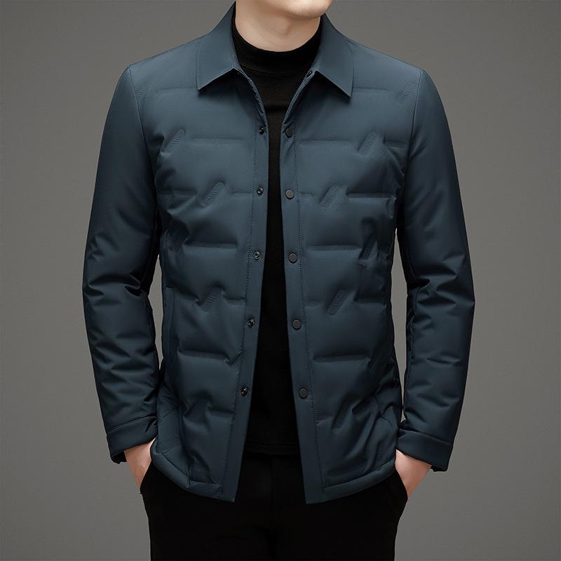 

Осенняя новая мужская модная куртка-пуховик с лацканами, утепленная и морозостойкая куртка-пуховик M