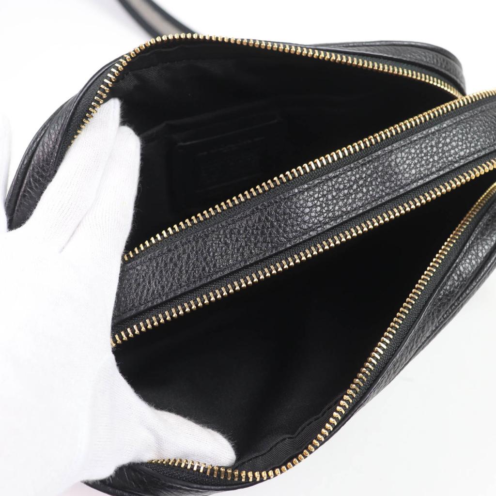 COACH Shoulder Bag Horse and carriage logo leather cross sling bag black 75818 Used