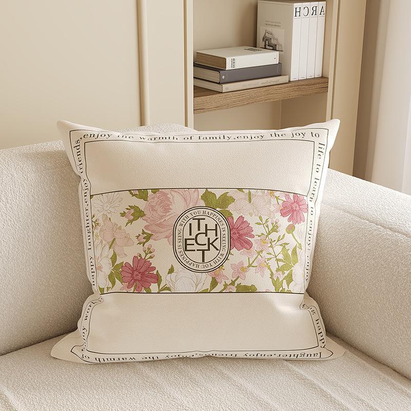 Copricuscini decorativi stile francese 45x45cm con imbottitura, Cuscini decorativi in misto lino per divano, letto, soggiorno
