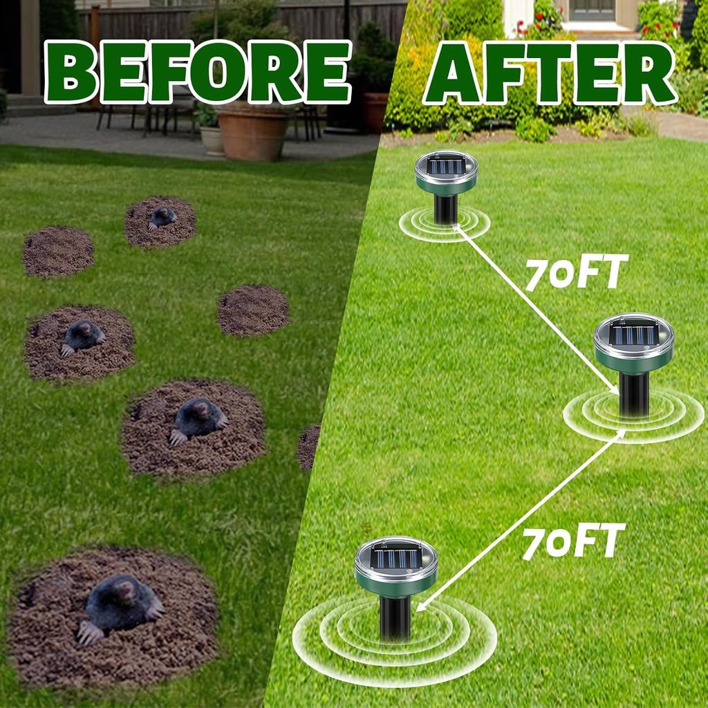 10 Pack Ultrasonic Solar Powered Animal Repellent for Outdoor Lawn Garden for Snakes Lawns Yard Garden All Pests Stakes Chaser Sonic Spikes