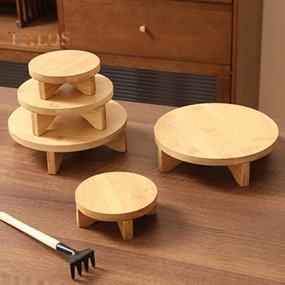 Bambu Bitki Standı Saksı Tutucu İç Mekan Masa Üstü Yuvarlak Tabure Saksı Tutucu Saksı Bitkileri için Teşhir Standı Cupcakeler Seramikler