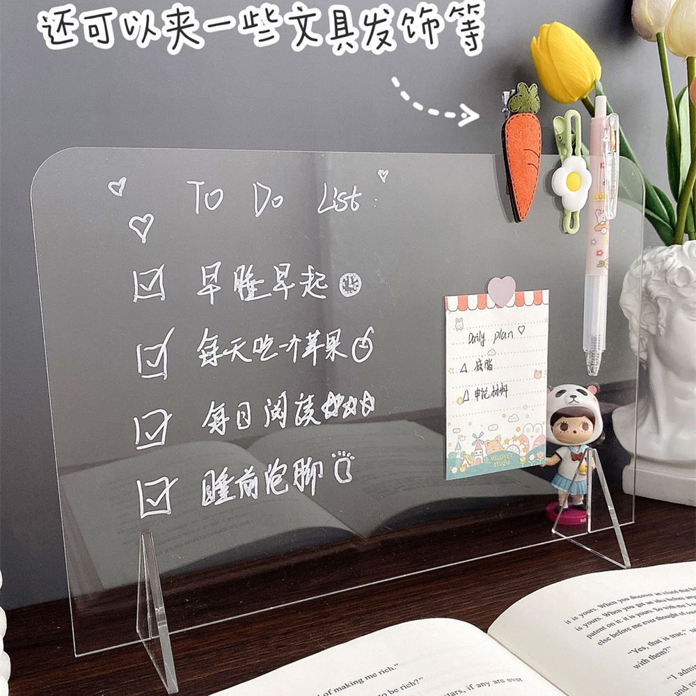 Menu Records Whiteboard with Stand Acrylic Dry-Erase Board Desktop Display Memo Message Board