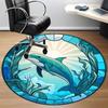 1pc Dolphin Stained Glass Chair Carpet for Office Non-Slip, Machine Washable Rug for Office, Room - Holiday Decor, Machine Made yy251016175