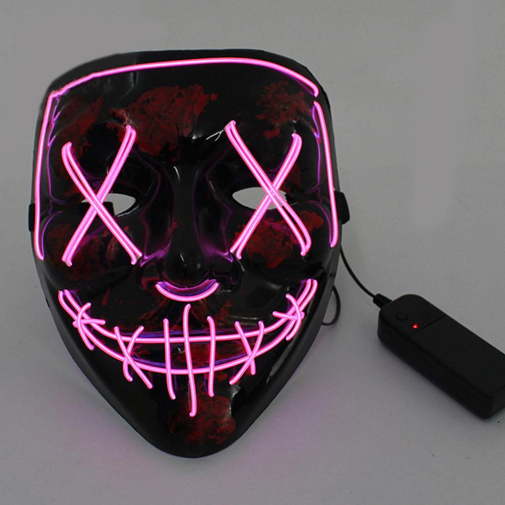 Wireless Halloween Neon LED Purge Mask Masque Masquerade Party Masks Light Grow In The Dark Horror Mask Glowing Masker