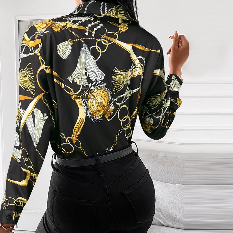 Cardigan chemise à manches longues pour femmes, imprimé géométrique, simple boutonnage, printemps et automne