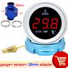Water Temp Gauge 0-120 Celsius 10MM Water Temperature Sensor T-Fitting Joint Pipe Adapter 26MM~40MM for Car Truck Yacht Boat