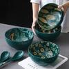 Japanese-style Household Creative Ramen Ceramic Large Bowl Microwave Oven Tableware Embossed Soup Noodle Bowl Large Bowl