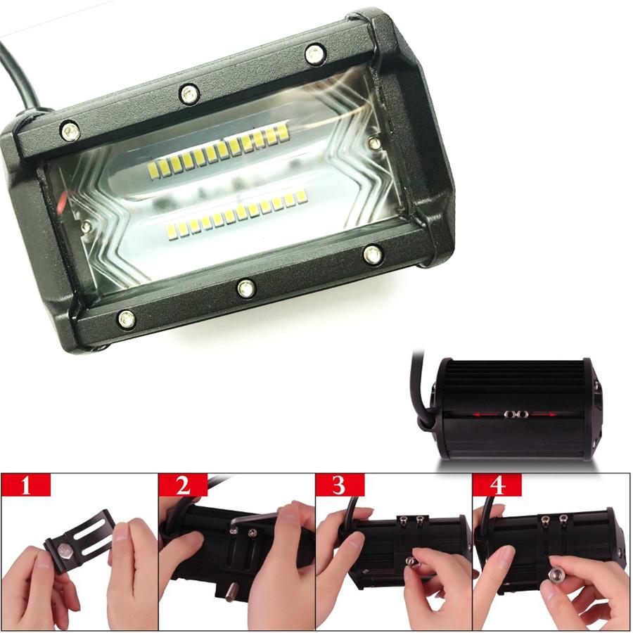 1Pcs 4D 5" 72W Car LED Work Light Spot Lamp For Car Truck SUV OffRoad Pickup ATV
