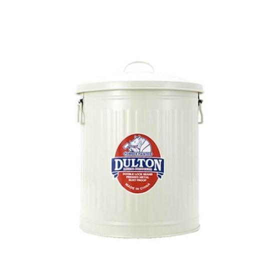 Dulton Mini Garbage Use clean trash Tin can with 240mm 185mm Product Can, Small, 3.5L, Ivory. containers. lid, high, diameter. code 100-105-IVS.