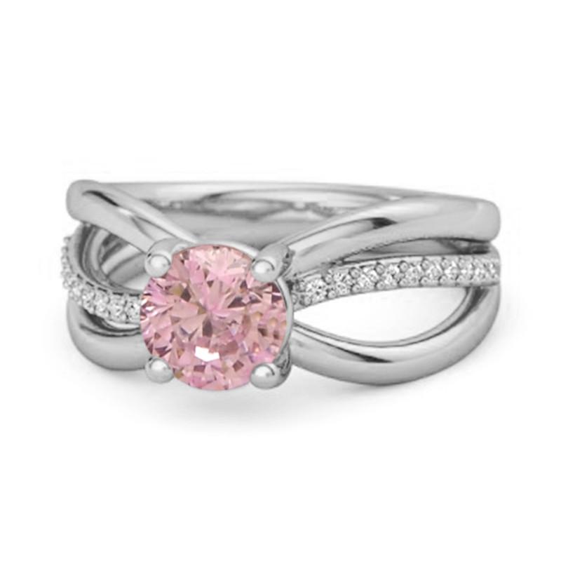 

Pink Topaz Infinity Pavé Split Band Ring - Sterling Silver 9.5 біле золото кольору