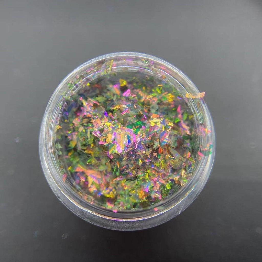 Yun Jin Halb-Irisierendes Opal-Nagelkunstpulver: Hochglänzende DIY Glitzer Pailletten.