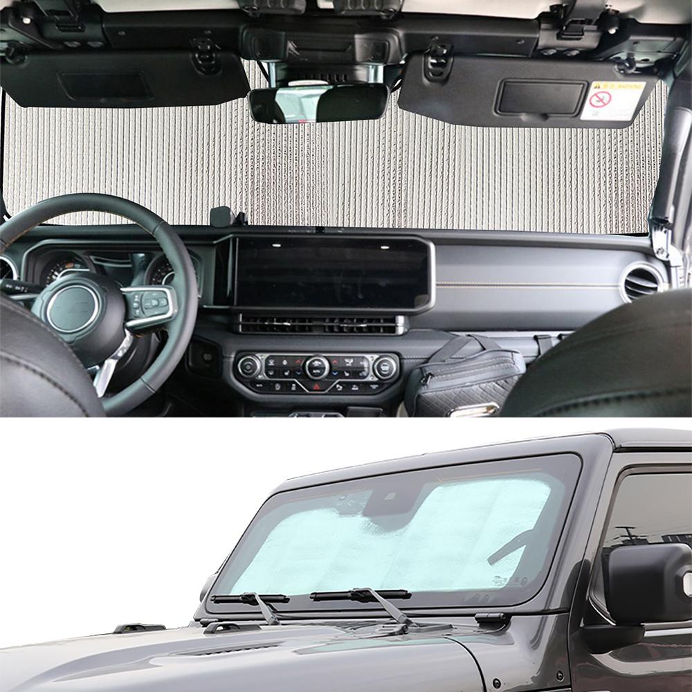 Car Front Windshield Sunshade Sun Visor UV Rays Cover for Jeep Wrangler TJ JK JL Gladiator JT 1997-2026 Up Interior AccessoriesWindshield Sunshades 1
