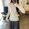 Temperament advanced sense semi-open neck knitted sweater women's pit strip slim and thin inner bottoming shirt autumn and winter long-sleeved top