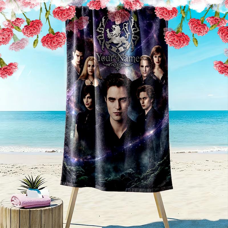 Name Custom Twilight Print Beach Towel, Large Soft Quick Dry Towel for Beach Camping Swimming