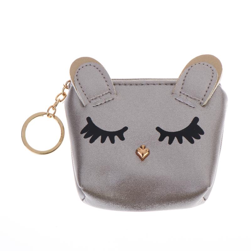 Mini Cute Cat Wallet Keychain Cartoon Lipstick Bag Fashion Earphone Keys Storage Bags Zipper Coin Purse Pendant Girls Gift