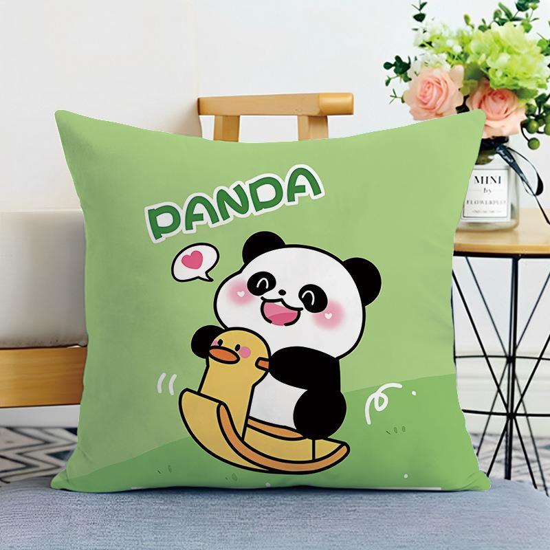 Cute Panda Print Decorative Pillowcase Bedroom Living Room Square Cushion Pillowcase