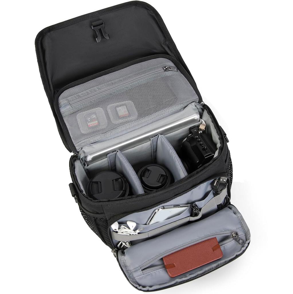 Camera Storage Bag Waterproof Lightweight Design Multiple Compartment Storage Adjustable Shoulder Strap Durability Polyester