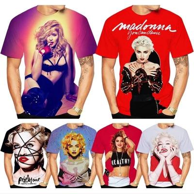Madonna T-Shirt mit 3D-Print, Pop-Sängerin und Schauspielerin, Herren- und Damenmode, große Größen, Hip-Hop-Tops, Kurzarm-T-Shirt, Freizeit-Look