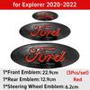 Metal Car Front Rear Steering Wheel Cover Badge Sticker for Ford Explorer Escape ST Kuga Mondeo Focus Edge Focus Taurus Equator