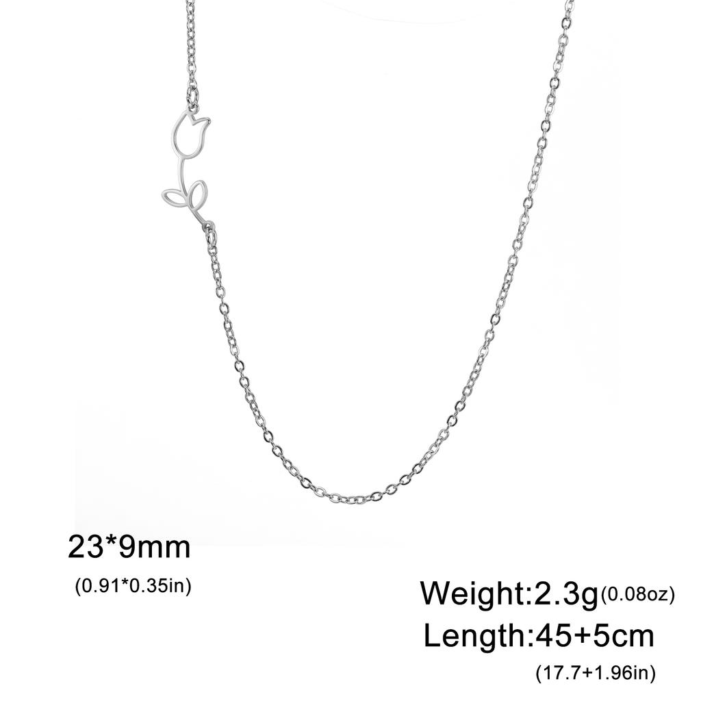 Hollow Flower Heart Pendant Stainless Steel Necklace For Men And Women Fashionable Sweet Romantic Valentine's Day Gift Jewelry