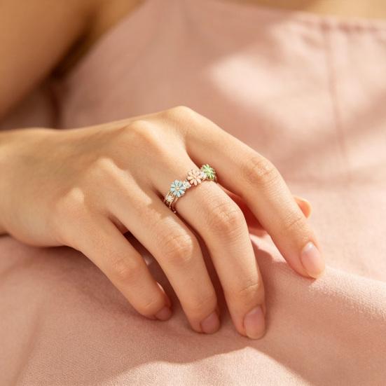 Finger Ring 3D Flower Shape Health Mood Support Long Wear Finger Band Wife Mother Sister Daughter Stress Relief Ring