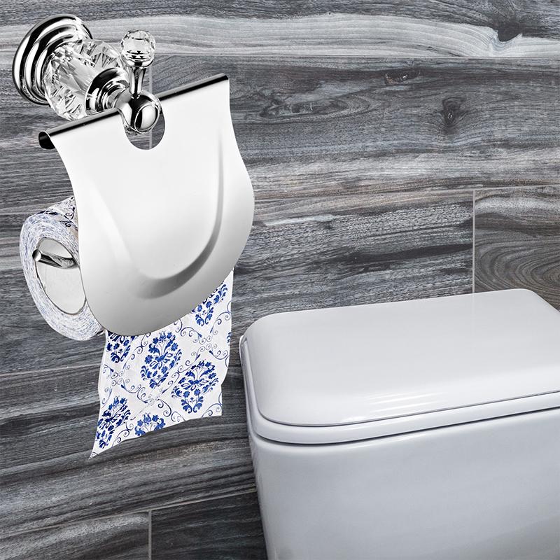 Kristall-Toilettenpapierhalter Chrom, Polierter Gold-Toilettenpapierhalter, Messing Kristall-Taschentuchhalter Badezimmerzubehör EL85486
