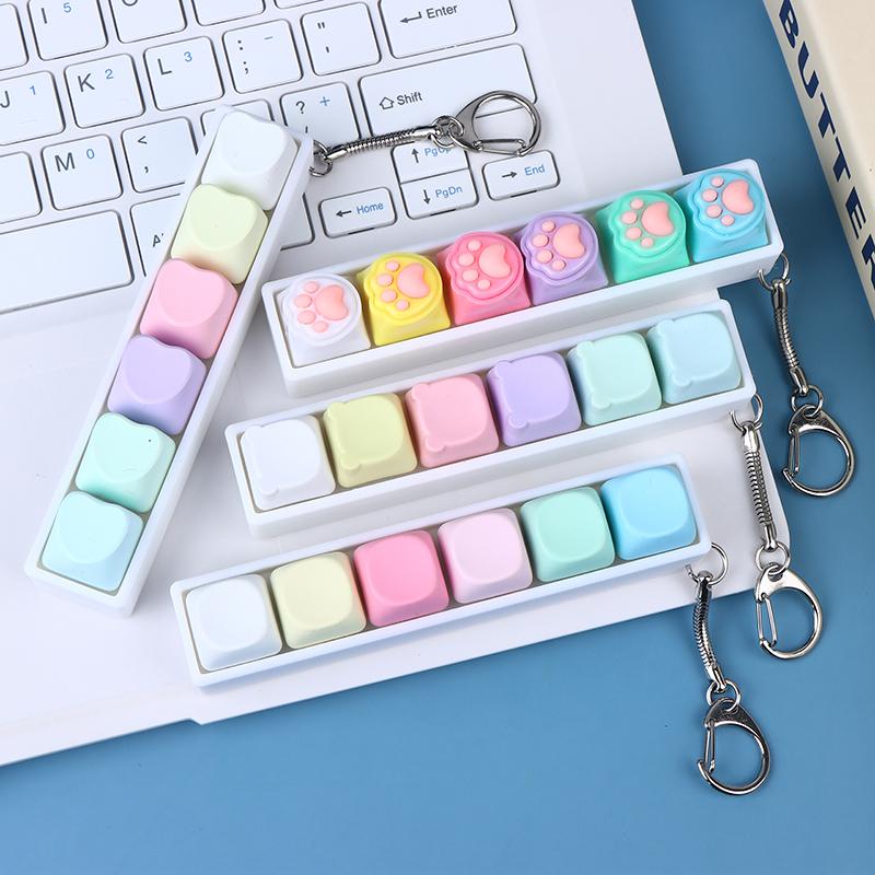 Mechanical Keyboard Switch Keychain 6 Key Toy For Stress Relief, Diy Pressing Sensory Gift For Adults