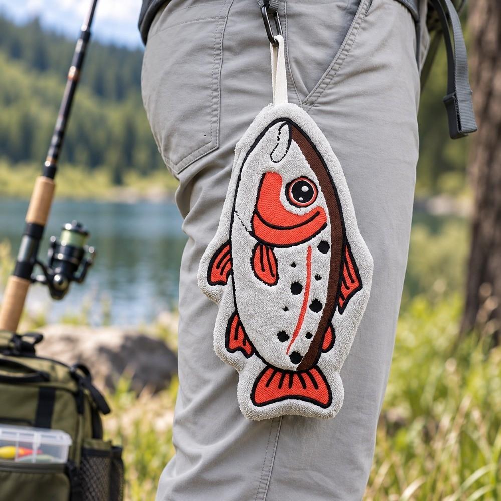 Hanging Lure Fishing Wipe Cloth Absorbent Fish Shaped Towel Fishing Hand Towel Outdoor,Kitchen Etc