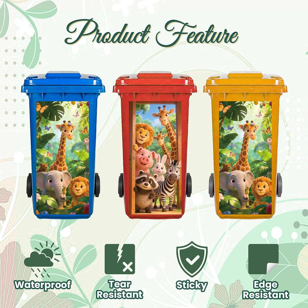 PVC Stickers Self-adhesive Decorative Stickers Decals for Trash Decoration Animals 820x380mm 2pcs/set