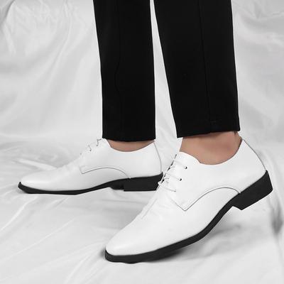Weiße Business-Lederschuhe für Frühling/Sommer, vielseitig einsetzbar für formelle Herrenkleidung mit Schnürsenkeln