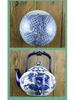 Hand-Painted Blue and White Ceramic Wall Vase with Floral and Bird Design