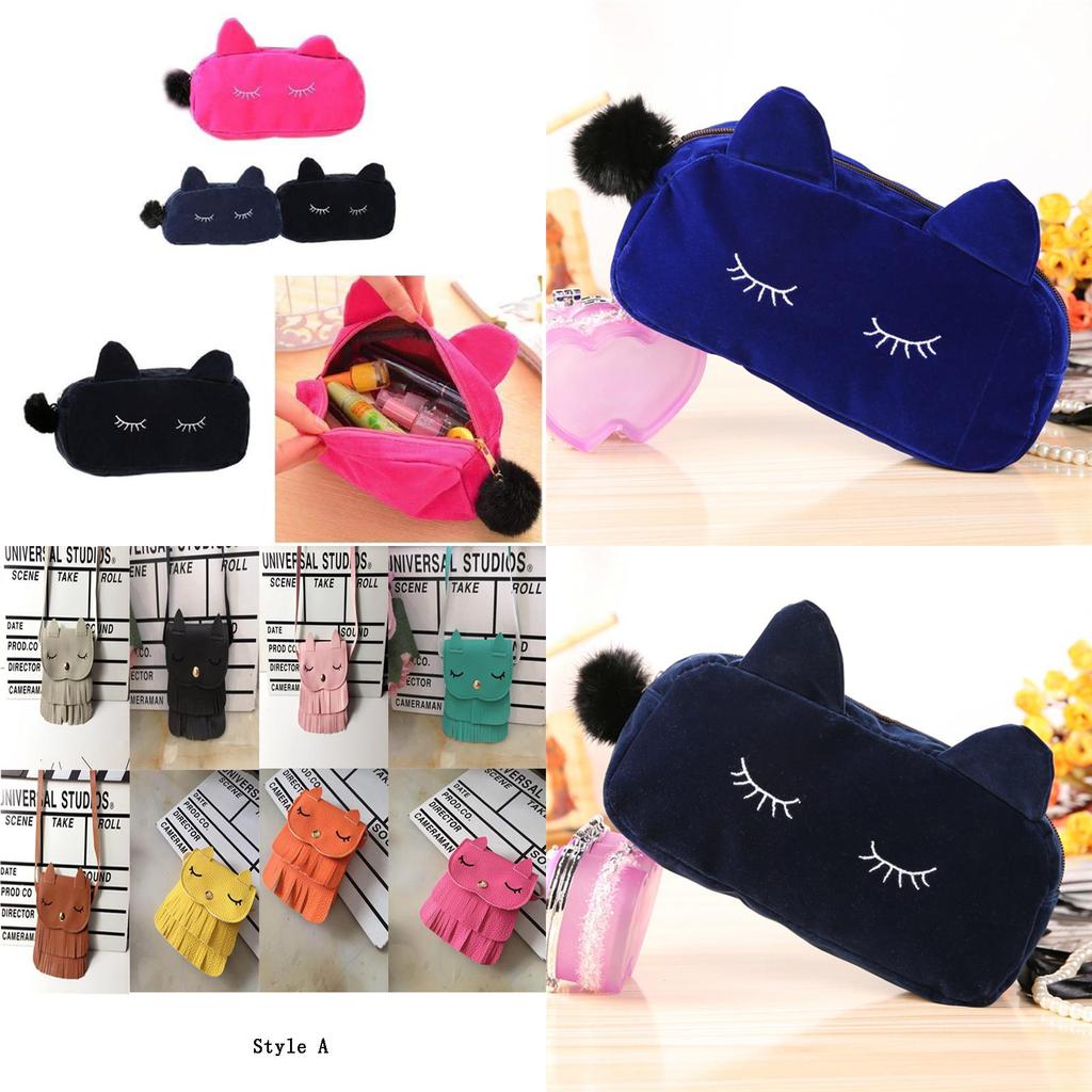 Geantă Mesager Adorabilă Drăguță cu Ciucuri de Pisică Pentru Fete Cu Portofele Mici de Monede și Portofel