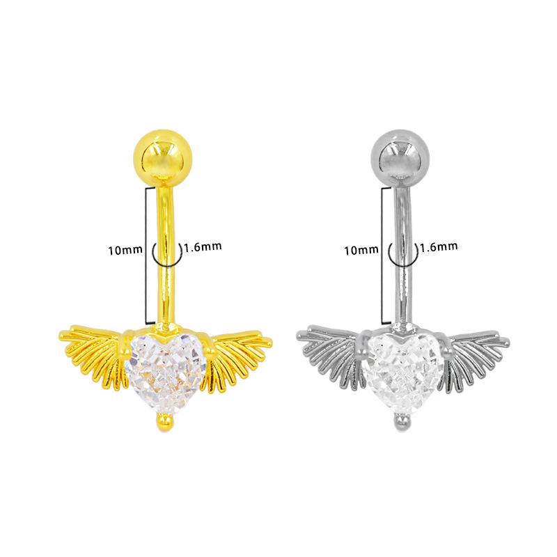 Gaibei Zircon Butterfly and Bird Navel Ring with Hollow Heart