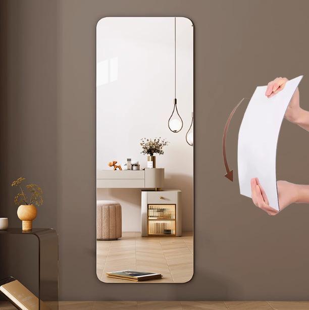 Acrylic Soft Full-Length Dressing Mirror, Cuttable, Self-Adhesive, Wall-Mounted for Dormitory or Wardrobe