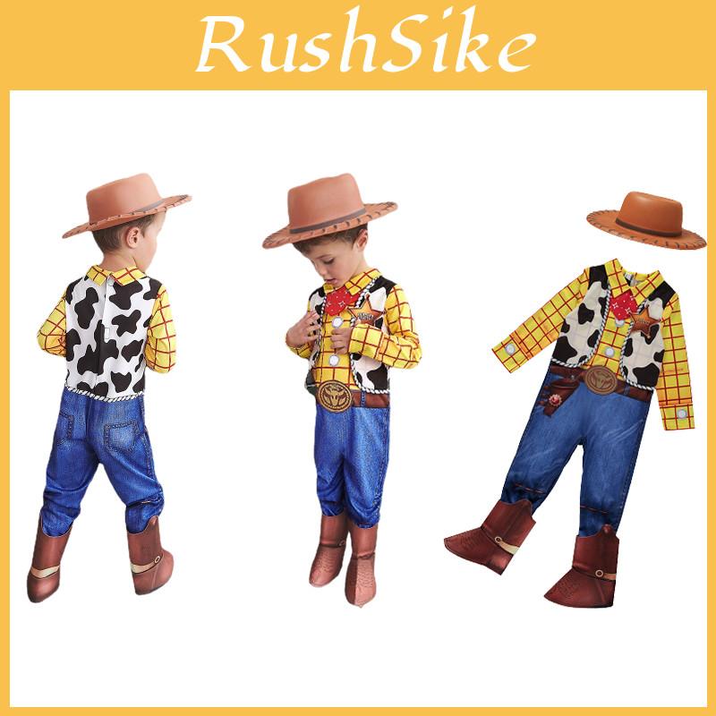 Çocuk Oyuncak Hikayesi Kovboy Woody Tulum Cosplay Kostümü Şapka ve Eşarpla