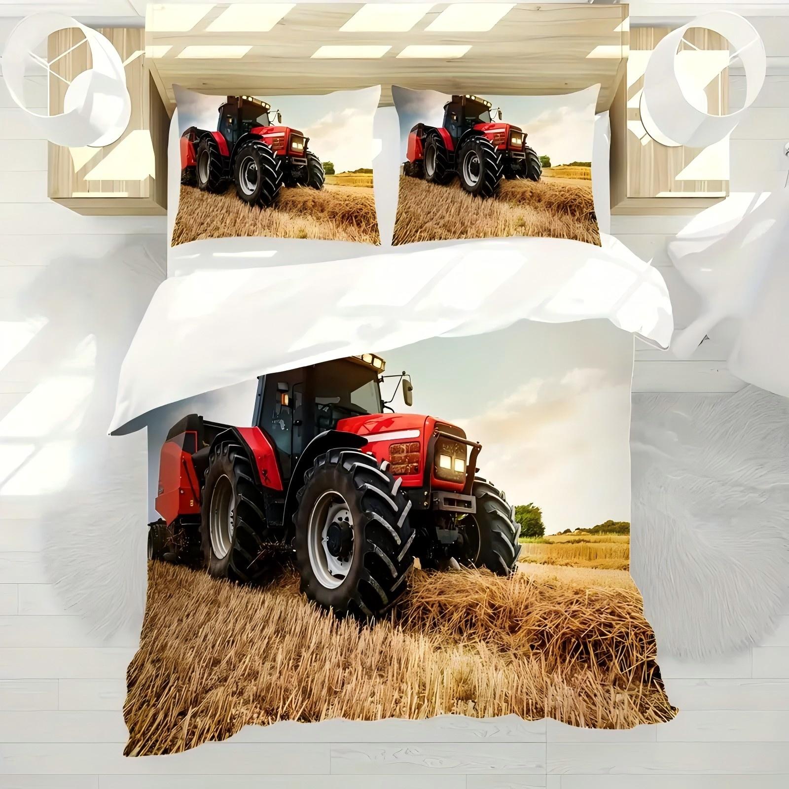 

Farm Tractor Pattern 3D Printed Quilt Cover Set For Boys Men Rustic Style Bedding Cover Pillowcase Soft Comfortable Duvet Cover 135x200cm 2pcs