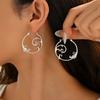 Vintage Silver Minimalist Style Metal Carved Pattern Earrings Ethnic Geometric Spiral Pendant women's Jewelry