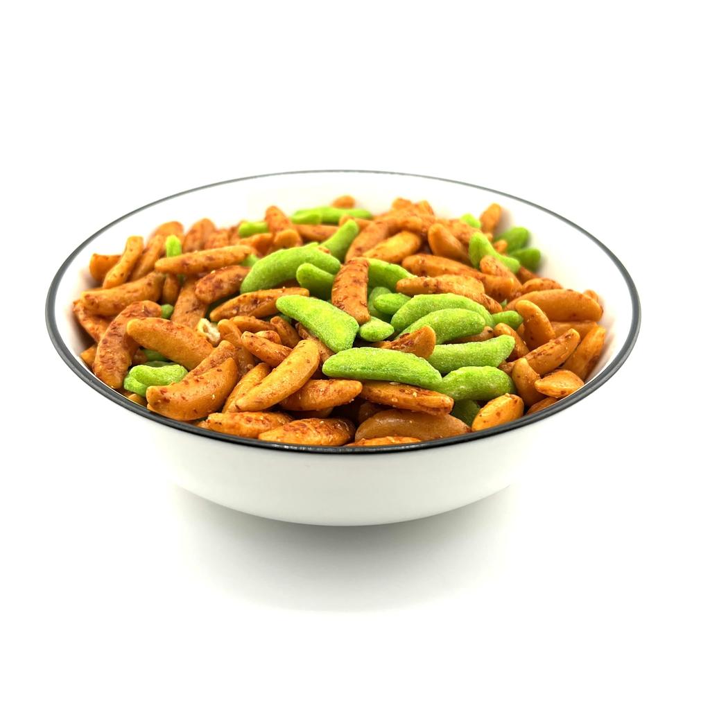 Happy Company Super Spicy Snacks Kakinotane Fujin Raijin 110g X 1 Set Spicy Piquant Chili Super Spicy Wasabi Super Spicy Kakinotane Chili Pepper a