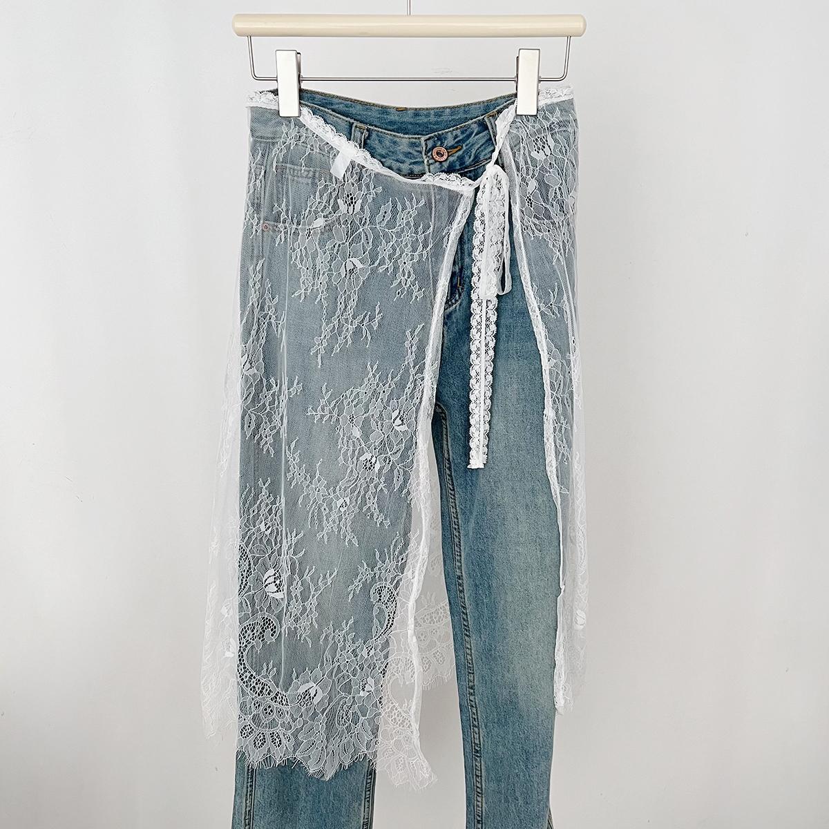 

Весенние и летние новинки Нишевые модели Многослойные юбки Кружевные женские универсальные фартуки на шнурках Модные летние юбки one size