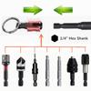 6-Piece Colorful Keychain Set: Extension Rods and Mountaineering Buckle with 1/4" Hex Drill Bit Storage Extension Rod