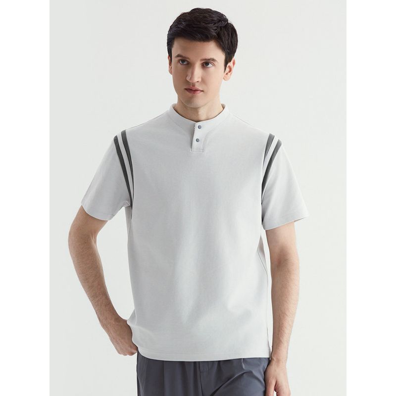 Paper Crane Men's Clothing 2025 Spring and Summer New Short sleeve T-shirt Men's Small Stand Collar National Fashion Simple and Stylish Top 22135