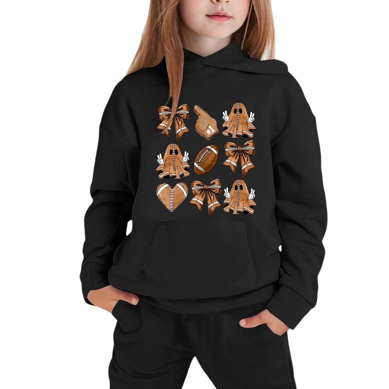 Kids Hooded Sweatshirt with Halloween Print Pullover Top 100