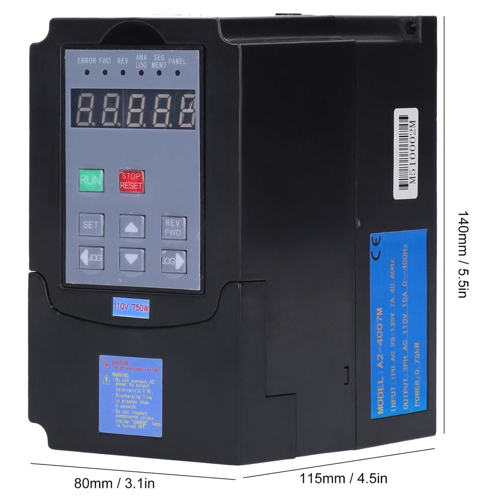 Frequency Inverter Single‑Phase Input 95‑135V 3‑Phase Output AC110V 0.75kw A2‑4007 Frequency Inverter