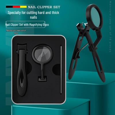 Nail Clipper Set with Magnifying Glass & Anti-Splash Feature for Seniors