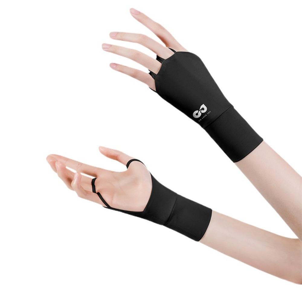Thin Half Finger Golf Gloves Elastic Ice Silk Mittens Sun Protection Sunscreen Gloves  Unisex