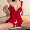 ქალის პიჟამის ნაკრები მაქმანები ღია ბიუსტჰალტერი საძილე ტანსაცმელი სექსუალური თეთრეული ელასტიური G სიმებიანი ღამის კოსტუმი უმკლავო ეროტიკული ღამის კაბა